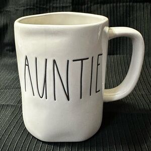 Rae Dunn Magenta White Ceramic Auntie Mug